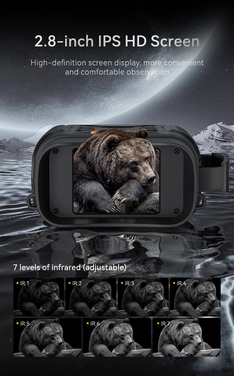 Portable Night Vision Binoculars with HD 10X Zoom & Infrared - Rechargeable, 2.8" Color Screen for Hunting, Wildlife Observation & Outdoor Adventures