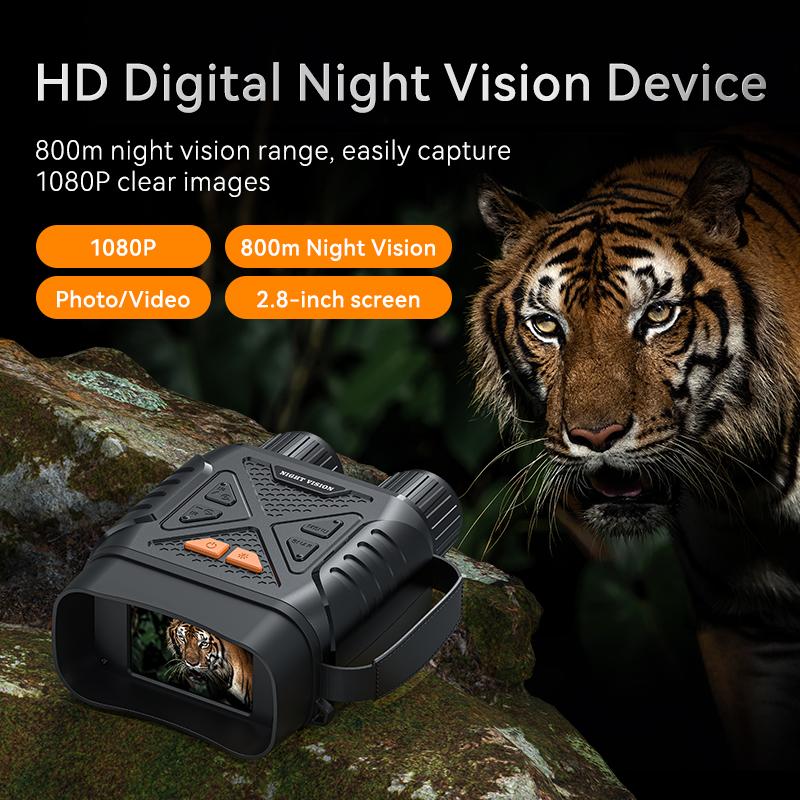 Portable Night Vision Binoculars with HD 10X Zoom & Infrared - Rechargeable, 2.8" Color Screen for Hunting, Wildlife Observation & Outdoor Adventures