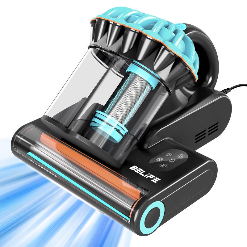 Belife M8 Mattress Vacuum Cleaner, Anti-allergen Dust Mite Bed Vacuum Cleaner with UV & Hot Air & High Heating, 550W 18Kpa Powerful Suction Double-Cup Handheld Vacuum for Bed, Couch, Sofa, Corded