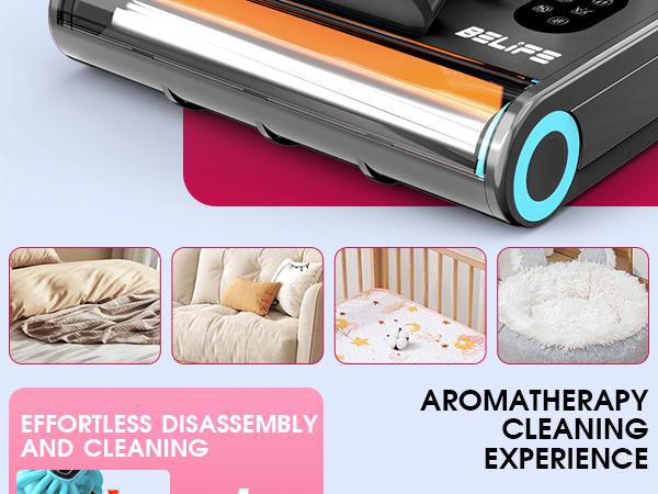 Belife M8 Mattress Vacuum Cleaner, Anti-allergen Dust Mite Bed Vacuum Cleaner with UV & Hot Air & High Heating, 550W 18Kpa Powerful Suction Double-Cup Handheld Vacuum for Bed, Couch, Sofa, Corded