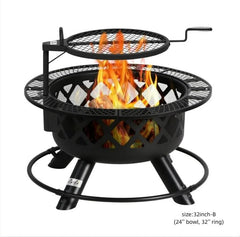 BALI OUTDOORS 2-in-1 Wood Burning Fire Pit with Removable Cooking Grill, Black